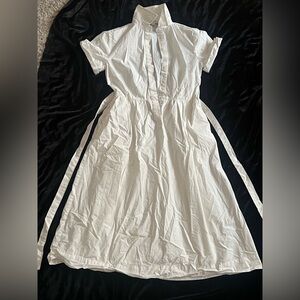 LOFT White Casual Midi Dress with Collar